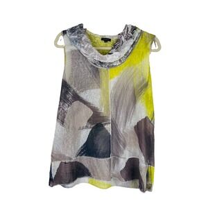 Komarov Womens Artsy Mesh‎ Crinkle Cowl Neck Tank Top Sleeveless Sheer Size M